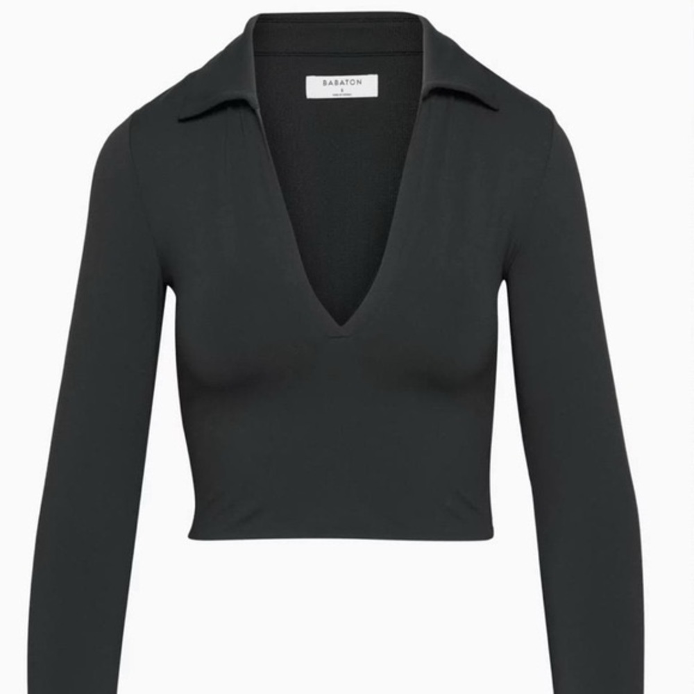 Babaton Black V-Neck Long Sleeve Top